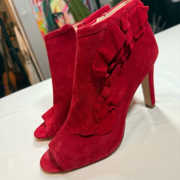 Louise et Cie Vibrant Red Suede Heeled Boots - Picture 2 of 14